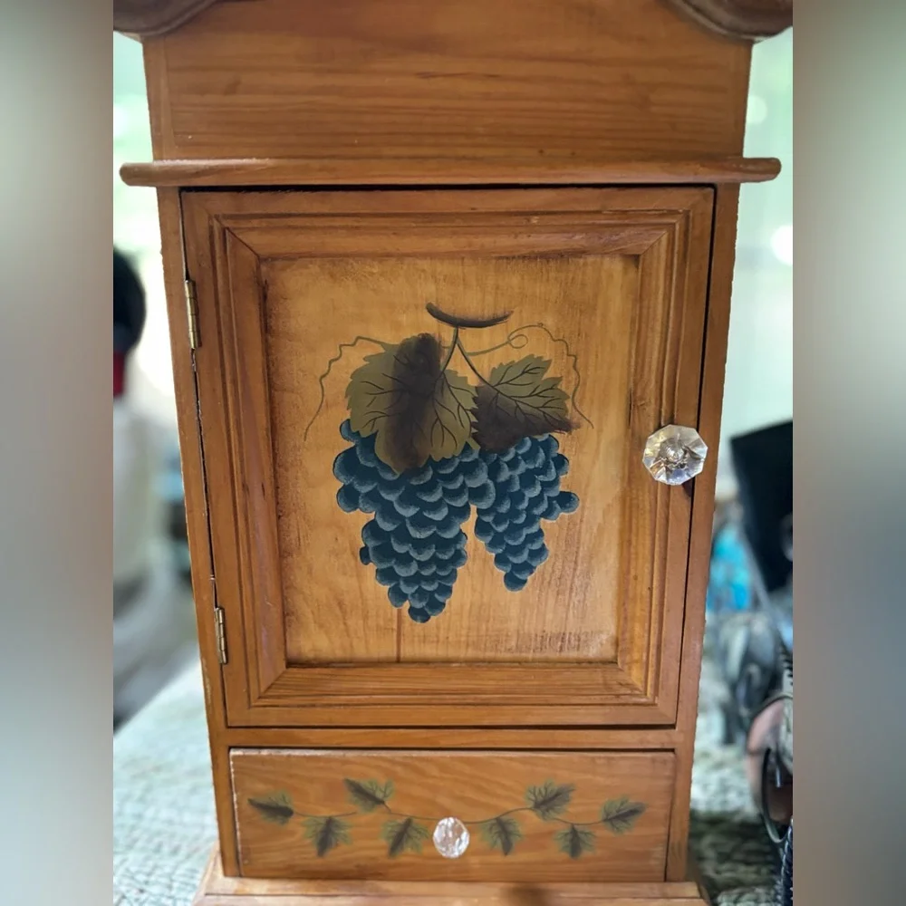Wooden Wall Shelf with Grape Design